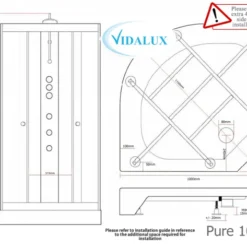 Vidalux Pure 1000 Hydro Massage Shower Cabin - 1000 X 1000mm - Black Glass | Luxury Shower Enclosure -Bathroom Sales Shop Pure 1000