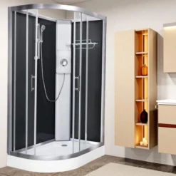 Vidalux Pure E 1200 Electric Shower Cabin | 1200 x 800mm | Steam & Sauna Enclosure -Bathroom Sales Shop Pure 1200 E Black Right Metal
