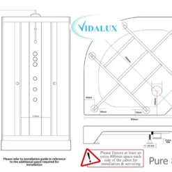 Vidalux Pure 800 Hydro Massage Shower Cabin - 800x800mm Black Glass | Luxury Shower Enclosure 9 Vidalux Pure 800 Hydro Massage Shower Cabin - 800x800mm Black Glass | Luxury Shower Enclosure -Bathroom Sales Shop Pure 800