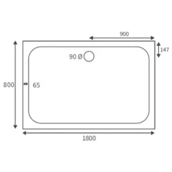 Deluxe 1800 x 800mm Rectangular Shower Tray with Free Chrome Waste -Bathroom Sales Shop RDBS104348 LD