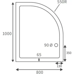 Deluxe 1000 X 800mm Right Hand Offset Quadrant Shower Tray with Free Chrome Waste - Premium Quality -Bathroom Sales Shop RDBS104354 LD