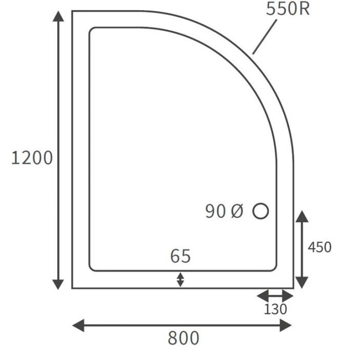 Deluxe 1200 x 800mm Right Hand Offset Quadrant Shower Tray with Free Chrome Waste 5 Deluxe 1200 x 800mm Right Hand Offset Quadrant Shower Tray with Free Chrome Waste - Image 3
