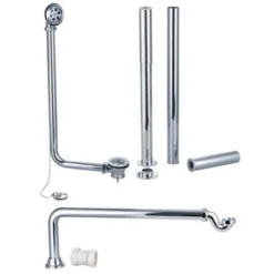 Chrome Exposed Bath Plug & Chain Waste with Pipe Shrouds - Premium Bathroom Accessory