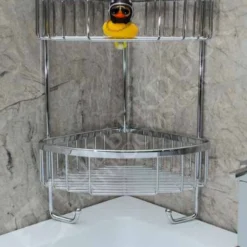 Roman Double Corner Shower Basket With Hook - RSB05 - Chrome | Durable & Stylish Bathroom Organizer 9 Roman Double Corner Shower Basket With Hook - RSB05 - Chrome | Durable & Stylish Bathroom Organizer -Bathroom Sales Shop RSB05 1