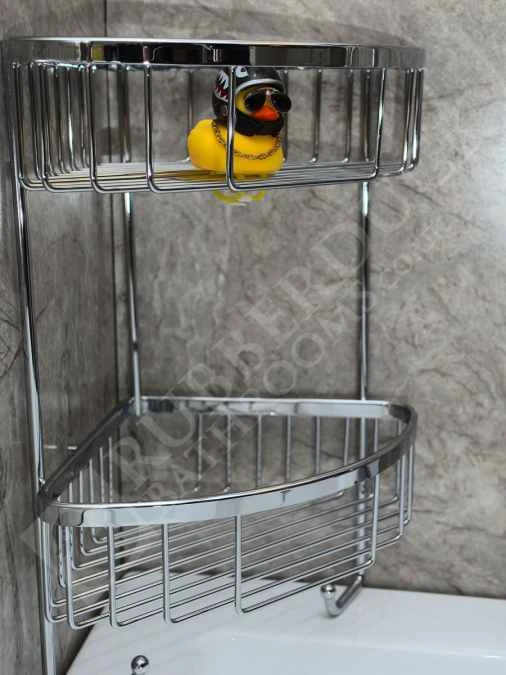 Roman Double Corner Shower Basket With Hook - RSB05 - Chrome | Durable & Stylish Bathroom Organizer 6 Roman Double Corner Shower Basket With Hook - RSB05 - Chrome | Durable & Stylish Bathroom Organizer - Image 4