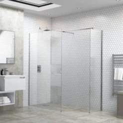 Relax 500mm Wetroom Panel & Support Bar - Premium Walk-In Shower Glass -Bathroom Sales Shop Relax Wetroom Glass End Panel