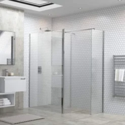 Relax 1000mm Wetroom Panel with Support Bar & 300mm Rotatable Panel - Premium Shower Enclosure -Bathroom Sales Shop Relax Wetroom Rotatable End 2