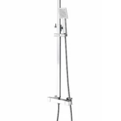 Ripley Square Thermostatic Dual Head Shower Set - Chrome - Signature | Rigid Riser Shower Kit