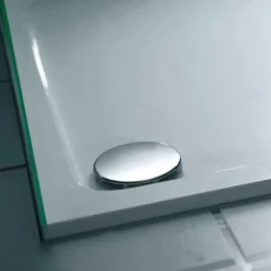 Roman Acrylic Capped Stone Square Shower Tray 1000mm x 1000mm | Premium Durability & Style -Bathroom Sales Shop Roman Acrylic Capped Stone Shower Tray Chrome Waste Image 2