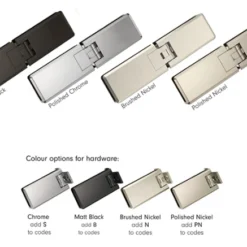 Roman Liberty 900mm Hinged Shower Door with 10mm Glass - Corner & Optional Side Panel -Bathroom Sales Shop Roman Showers Hardware Colour Options 6