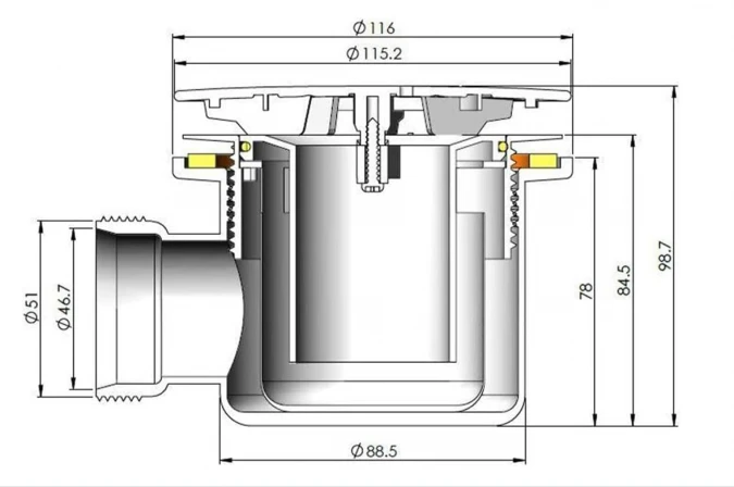 Scudo 90mm Fast Flow Shower Waste Brushed Brass - High-Performance Shower Drain 5 Scudo 90mm Fast Flow Shower Waste Brushed Brass - High-Performance Shower Drain - Image 3