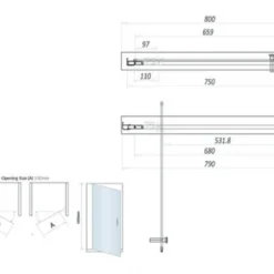 Scudo S6 Brushed Brass Pivot Shower Door 800mm | Premium Pivot Shower Door -Bathroom Sales Shop S6 BBGLASS019 tech