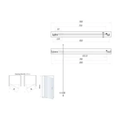 Scudo S6 Brushed Brass Pivot Shower Door 900mm - Premium Shower Enclosure -Bathroom Sales Shop S6 BBGLASS020 LINEDRAWING 001 1500x1500 1