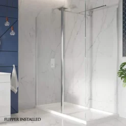 S8 Wetroom Shower Screen 760mm - Chrome | High-Quality Walk-In Shower Enclosure -Bathroom Sales Shop S8 FLIPPER2 2