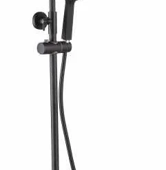 White Space Dual Control Bar Valve - Fixed Head & Slide Rail - Black | Rigid Riser Shower Kit