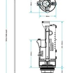 Skylo Dual Flush Valve Long Cable Toilet Cistern Syphon - SKY015 | Viva Sanitary -Bathroom Sales Shop SKY005.Spec