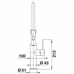 Blanco Sonea S Flexo Brushed Steel Kitchen Tap - 526616 | High-Quality Monobloc Tap -Bathroom Sales Shop SONEA S FLEXO LINE DRAWING FRONT VIEW