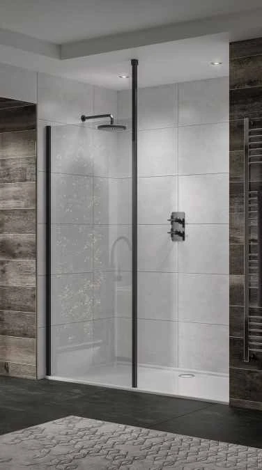 Sommer 400mm Black Wetroom Glass Panel - Modern Shower Door for Walk-In Showers 4 Sommer 400mm Black Wetroom Glass Panel - Modern Shower Door for Walk-In Showers - Image 2
