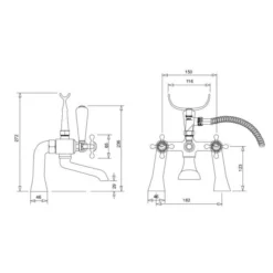 Burlington STA14 Stafford Traditional Bath Shower Mixer Tap - Chrome Finish 5 Burlington STA14 Stafford Traditional Bath Shower Mixer Tap - Chrome Finish -Bathroom Sales Shop STA14 LD