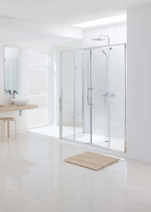 Lakes 1700mm Semi-Frameless Double Sliding Shower Door - Classic Collection 3 Lakes 1700mm Semi-Frameless Double Sliding Shower Door - Classic Collection