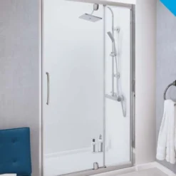 1200mm Semi-Frameless Pivot Shower Door with Integrated In-Line Panel - Lakes Classic Collection