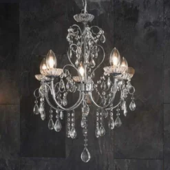 Shetland 5 Arm Chandelier Ceiling Light - Chrome | Elegant Bathroom & Wall Lighting -Bathroom Sales Shop Shetland Chandelier Lifestyle5