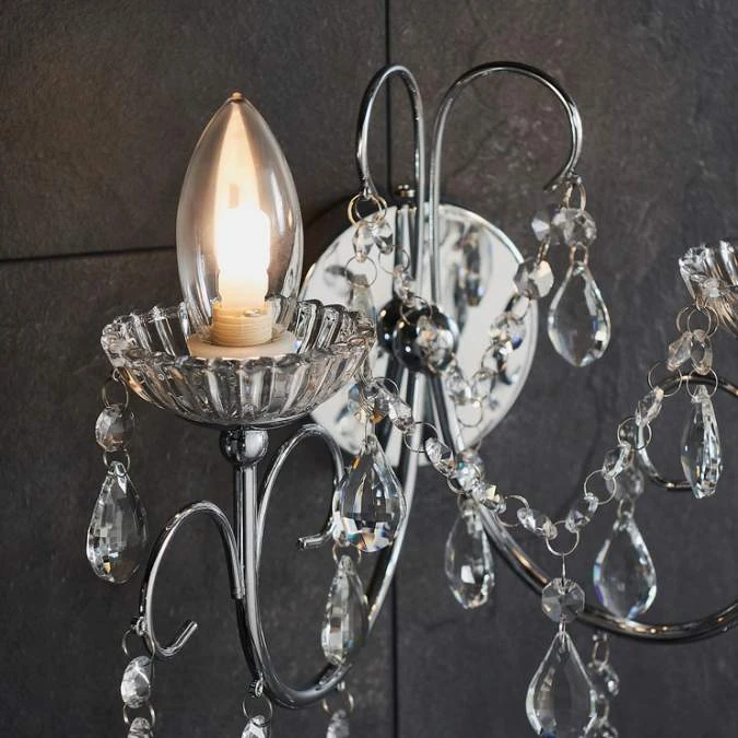 Shetland 2 Arm Chrome Chandelier Wall Light for Bathroom | Modern Wall Lighting 7 Shetland 2 Arm Chrome Chandelier Wall Light for Bathroom | Modern Wall Lighting - Image 5