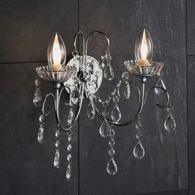 Shetland 2 Arm Chrome Chandelier Wall Light for Bathroom | Modern Wall Lighting 10 Shetland 2 Arm Chrome Chandelier Wall Light for Bathroom | Modern Wall Lighting - Image 8