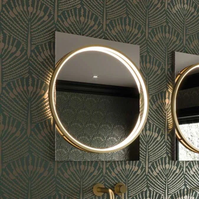 HIB Solas 50 LED Bathroom Mirror with Brushed Brass Frame - Premium Illuminated Vanity Mirror 4 HIB Solas 50 LED Bathroom Mirror with Brushed Brass Frame - Premium Illuminated Vanity Mirror - Image 2