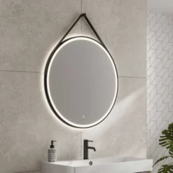 HIB Solstice 60 Black Illuminated LED Bathroom Mirror 600mm | Modern LED Bathroom Mirror
