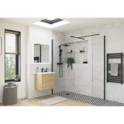 Supreme Black Profile Wetroom Panel - 1000mm | Stylish & Durable Shower Enclosure 9 Supreme Black Profile Wetroom Panel - 1000mm | Stylish & Durable Shower Enclosure -Bathroom Sales Shop Supreme Black Profile Lifestyle2 1