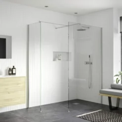 Supreme 1100mm Wetroom Panel & Support Bar | Premium Walk-In Shower Solution -Bathroom Sales Shop Supreme End Panel 6