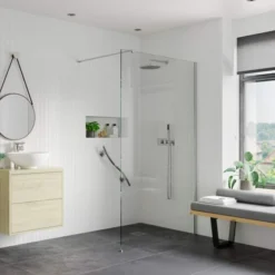 Supreme 500mm Wetroom Panel & Support Bar - Premium Shower Enclosure Accessory -Bathroom Sales Shop Supreme Wetroom Glass
