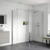 Supreme 900mm Wetroom Panel with Support Bar & 300mm Rotatable Panel - Premium Walk-In Shower Solution -Bathroom Sales Shop Supreme Wetroom Glass with End Panel 1