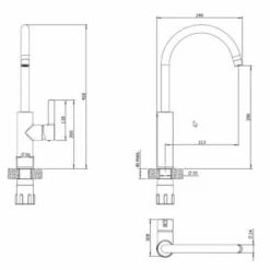 Jeroni Swan 1 Handle Gunmetal Kitchen Mixer Tap by Francis Pegler - Premium Monobloc Tap -Bathroom Sales Shop Swan 1H Specs 5