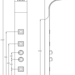 Synergy Alubla Black Shower Tower | Modern Luxury Shower Column | 3-Way Shower System -Bathroom Sales Shop Synergy Alubla Black Tower Spec