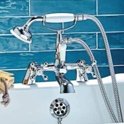 Scudo Classica Traditional Bath Shower Mixer Tap with Cradle - Chrome Finish -Bathroom Sales Shop TAP006
