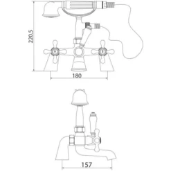 Scudo Classica Traditional Bath Shower Mixer Tap with Cradle - Chrome Finish -Bathroom Sales Shop TAP006 LD