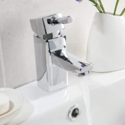 Scudo Forme Mini Mono Basin Mixer Tap with Push Waste - Chrome Finish, Modern Bathroom Tap -Bathroom Sales Shop TAP014 Lifestyle
