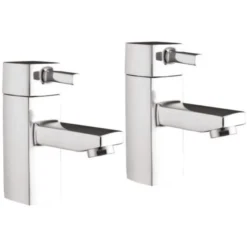 Scudo Forme Chrome Basin Taps (Pair) - Modern Bathroom Taps for Sinks | High-Quality Finish