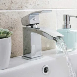 Scudo Descent Mono Basin Mixer Tap with Push Waste | Stylish & Functional Bathroom Tap -Bathroom Sales Shop TAP031 Lifestyle