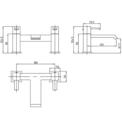 Ultra Blake Bath Filler Tap - TBL303 | Modern Bathroom Tap | Chrome Finish -Bathroom Sales Shop TBL303 2.Spec