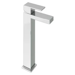 ABACUS Plan Tall Mono Basin Mixer Tap - Chrome | Modern Bathroom Tap with High Spout