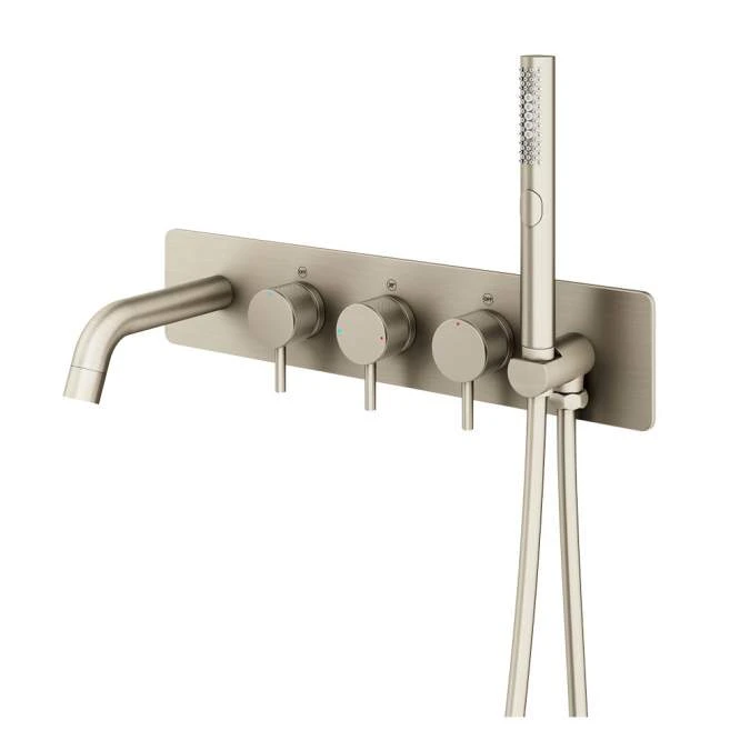 ABACUS Iso Pro Thermo Wall Mounted Bath Shower Mixer - Brushed Nickel | Premium Wall Mounted Tap 3 ABACUS Iso Pro Thermo Wall Mounted Bath Shower Mixer - Brushed Nickel | Premium Wall Mounted Tap