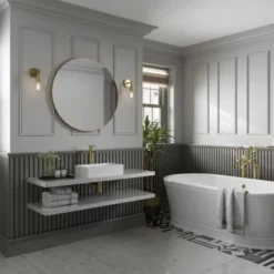 HiB Trim Round 80 Brushed Brass Bathroom Mirror | Elegant & Functional Design