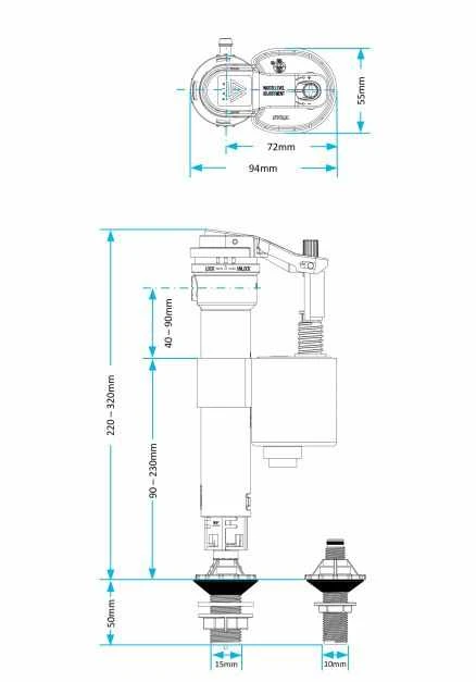Skylo Dual Entry 4 In 1 Toilet Cistern Fill Valve (Brass Thread) - UNI/B - Viva Sanitary | High-Quality Plumbing Fittings 5 Skylo Dual Entry 4 In 1 Toilet Cistern Fill Valve (Brass Thread) - UNI/B - Viva Sanitary | High-Quality Plumbing Fittings - Image 3