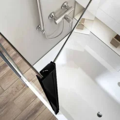 Roman Lumin8 Pivoting Bath Screen - Matt Black Frame | Easy Installation & Modern Design -Bathroom Sales Shop V8BV13B top
