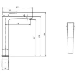 Villeroy & Boch Architectura Square Tall Single Lever Basin Mixer Chrome - Premium Bathroom Tap -Bathroom Sales Shop VB ARCHITECTURA SQUARE SINGLE LEVER TALL BASIN MIXER TECH 1