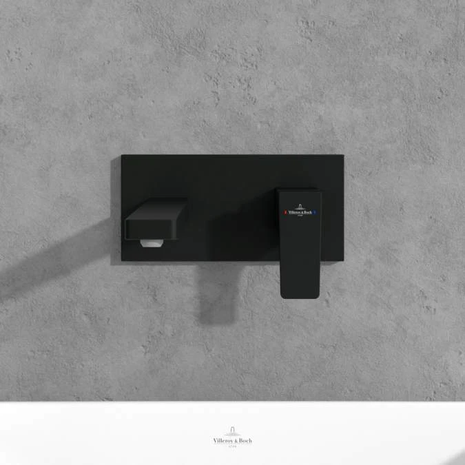 Villeroy & Boch Architectura Square Wall Mounted Single Lever Basin Mixer - Matt Black 6 Villeroy & Boch Architectura Square Wall Mounted Single Lever Basin Mixer - Matt Black - Image 4
