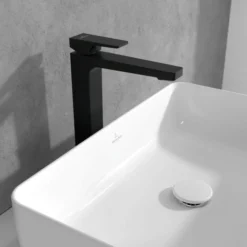 Villeroy & Boch Architectura Square Tall Single Lever Basin Mixer Matt Black - Modern Bathroom Tap -Bathroom Sales Shop VB ARCHITECTURA TALL SINGLE LEVER BASIN MIXER BLACK 2
